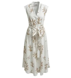 naisten mekko, MIDIDRESS WHITE PRINT>Milano Italy New