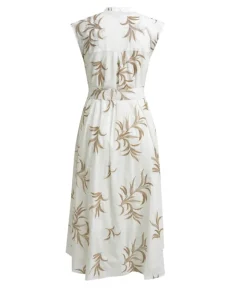 naisten mekko, MIDIDRESS WHITE PRINT>Milano Italy New