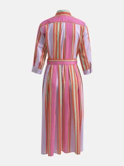 naisten mekko, DRESS 3/4 W BELT Moniväriraita><noscript><img width=