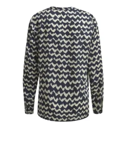 naisten pusero, BLOUSE NAVY PRINT>Milano Italy Discount