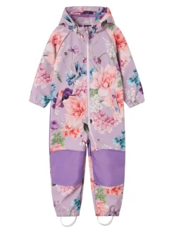 Lasten Haalari, NMF ALFA08 SOFTSHELL SUIT MULTI FLOWER Liila><noscript><img width=