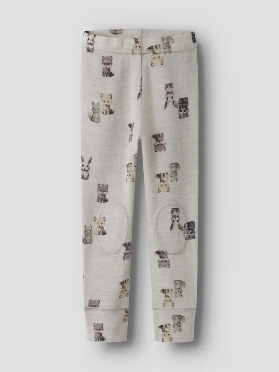 Lasten Merinovillaiset Leggingsit, NMMWang Wool Rib Longjohn Aop>Name It Best