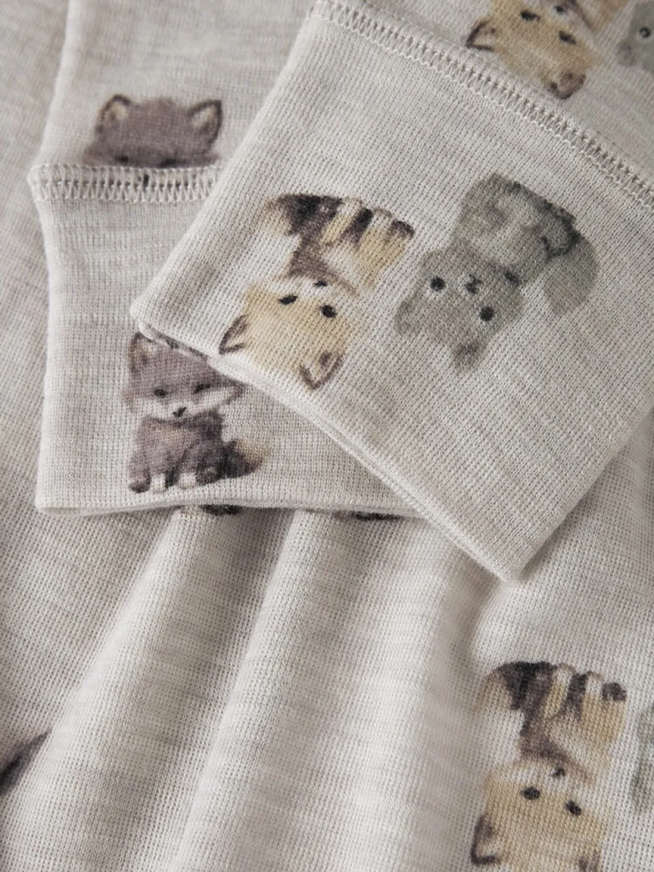 Lasten Merinovillaiset Leggingsit, NMMWang Wool Rib Longjohn Aop>Name It Best