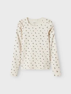 Lasten Toppi, NMFOLINNE LS SLIM TOP Beige Kuosi>Name It Outlet