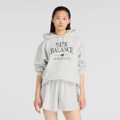 naisten huppari Linear Heritage Fleece Hoodie, vaaleanharmaa>New Balance Hot