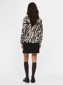 naisten pusero, OBJJACIRA L/S V-NECK TOP Beige Kuosi>Object Discount