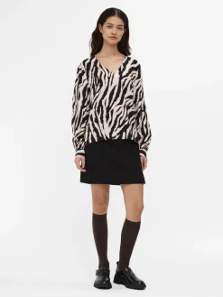 naisten pusero, OBJJACIRA L/S V-NECK TOP Beige Kuosi><noscript><img width=