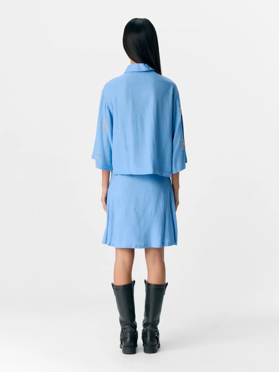 naisten pusero, OBJMIKA RE S/S CROPPED SHIRT CC2 SS>Object Hot