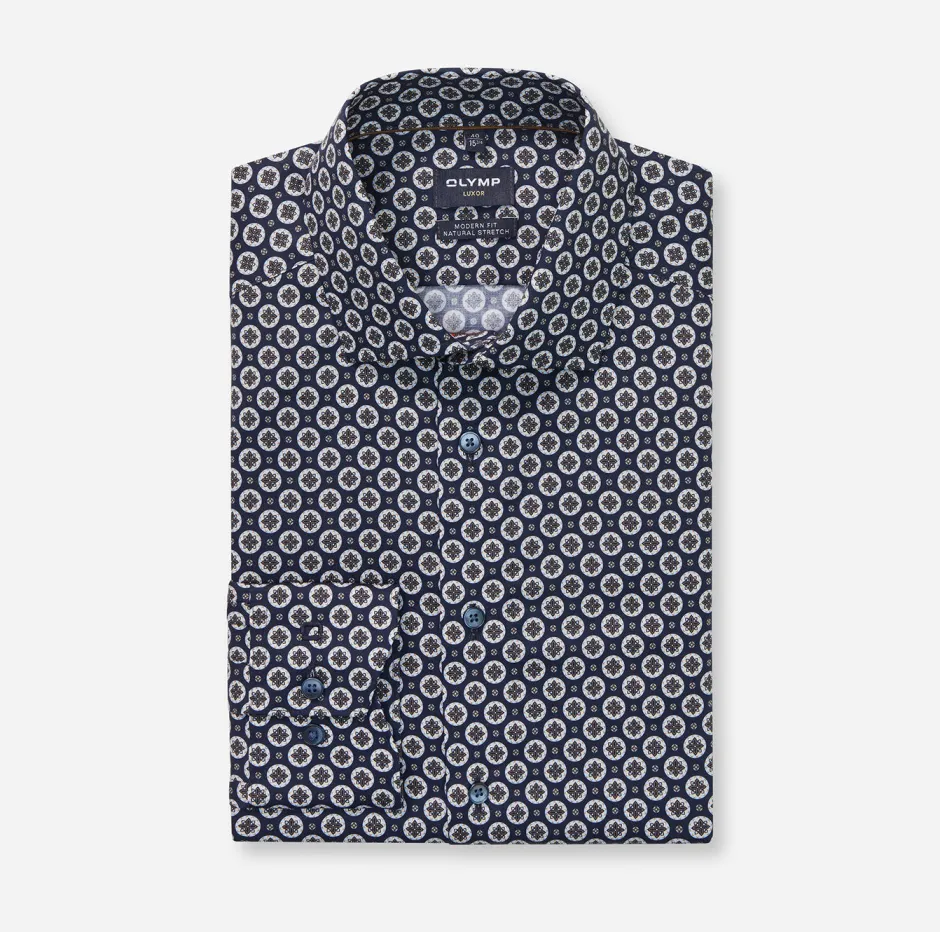 miesten kauluspaita, 042 LUXOR MODERN FIT MICRO PRINT>Olymp Online