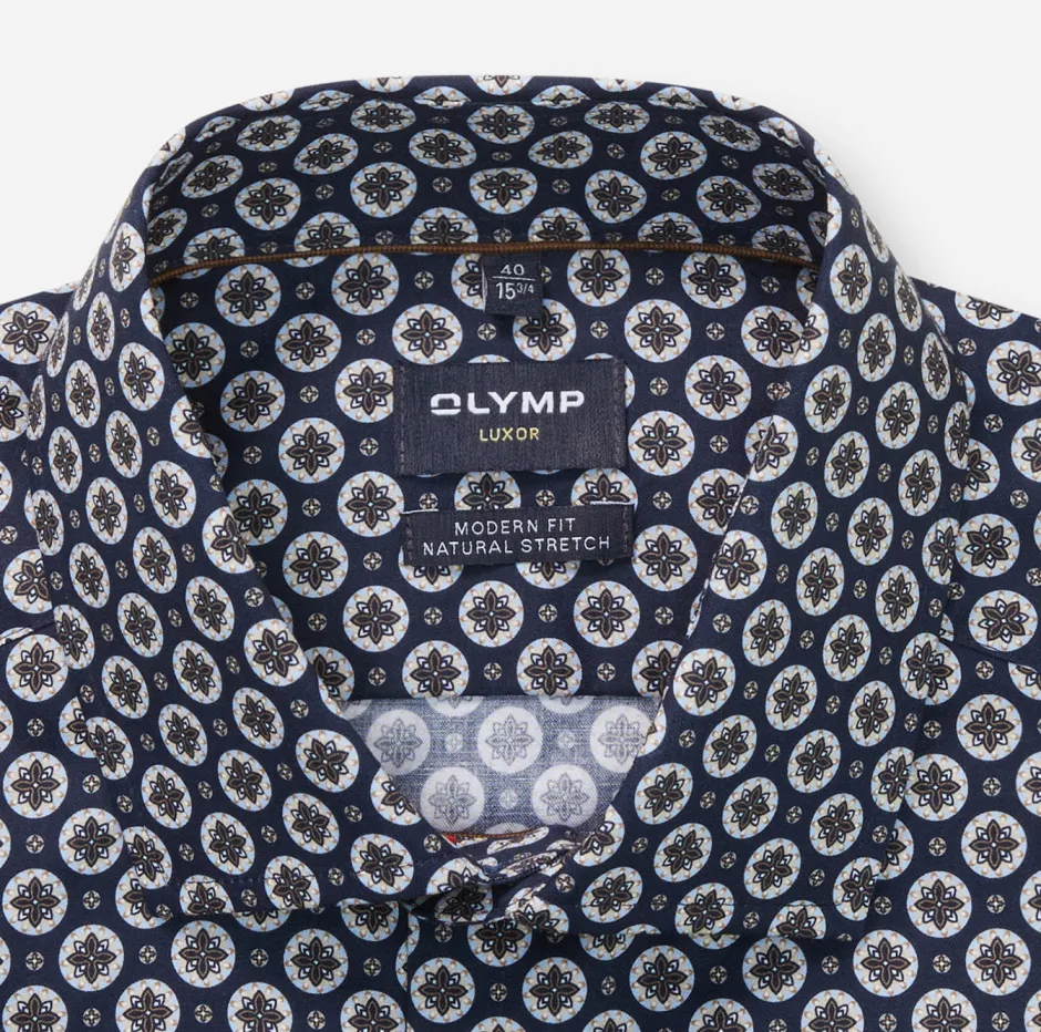 miesten kauluspaita, 042 LUXOR MODERN FIT MICRO PRINT>Olymp Online