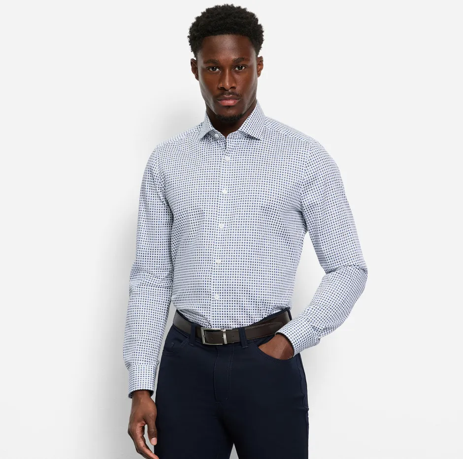 miesten kauluspaita, 051 LEVEL 5 BODY FIT STRETCH MICROPRINT>Olymp Hot