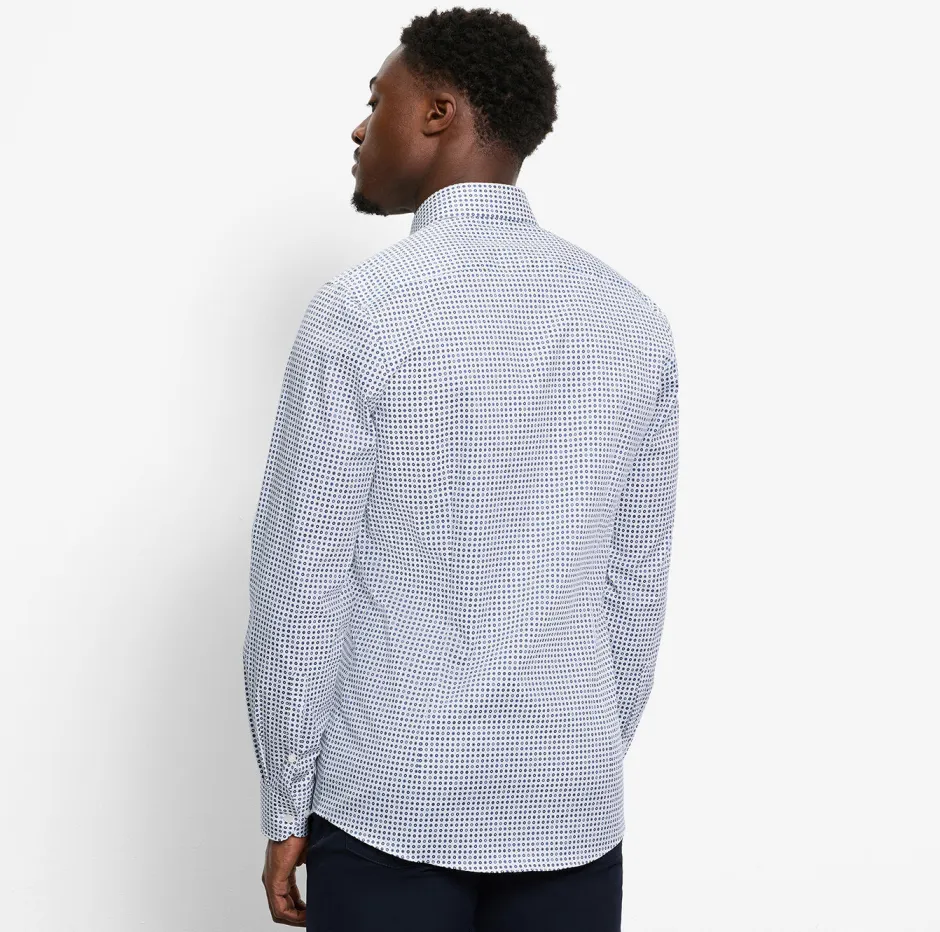 miesten kauluspaita, 051 LEVEL 5 BODY FIT STRETCH MICROPRINT>Olymp Hot