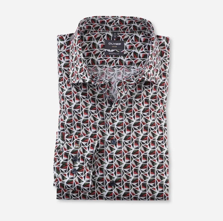 , Miesten Kauluspaita, 1312-44-47 Punainen Kuosi>Olymp New