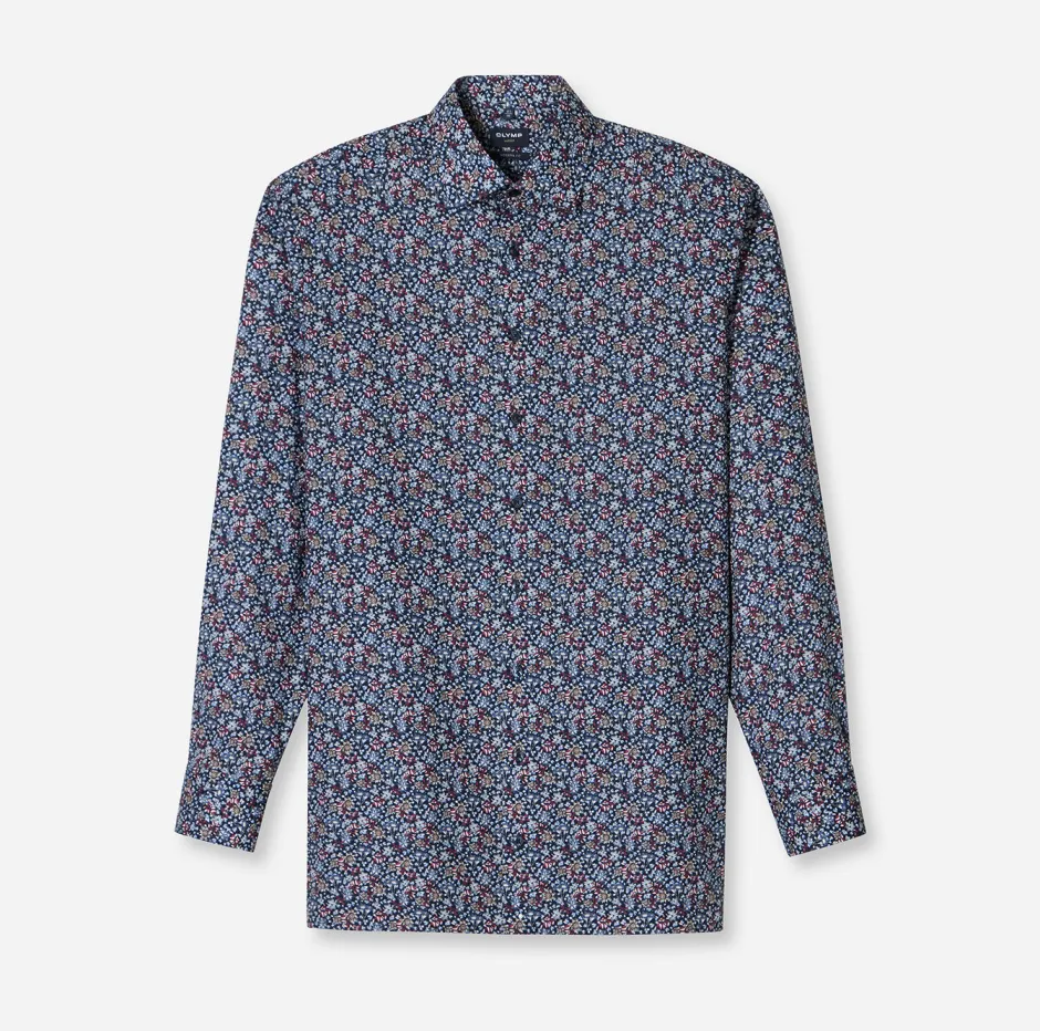 miesten kauluspaita, 042 LUXOR MODERN FIT FLORAL PRINT>Olymp Hot