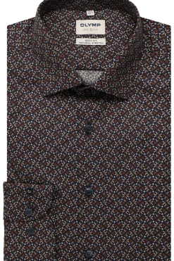 miesten kauluspaita, 051 LEVEL 5 BODY FIT COTTON PRINT>Olymp New