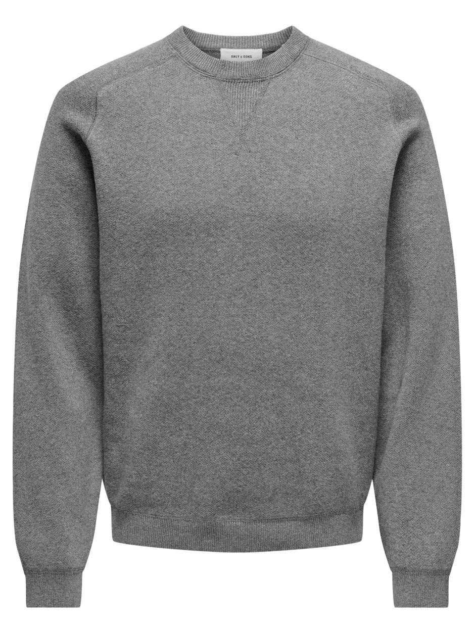 Miesten Collegepaita, Pin Reg Crew Neck Knit Nos>Only and Sons Best