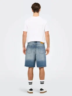 miesten farkkushortsit, FADE MID BLUE SHORTS>Only and Sons Best
