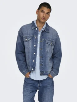 miesten farkkutakki, JUST BOX DNM JACKET Indigo>Only and Sons Clearance
