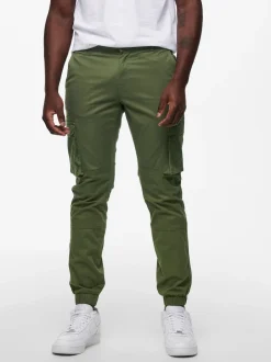 miesten housut, ONSCAM STAGE CARGO CUFF Armeijanvihreä>Only and Sons New