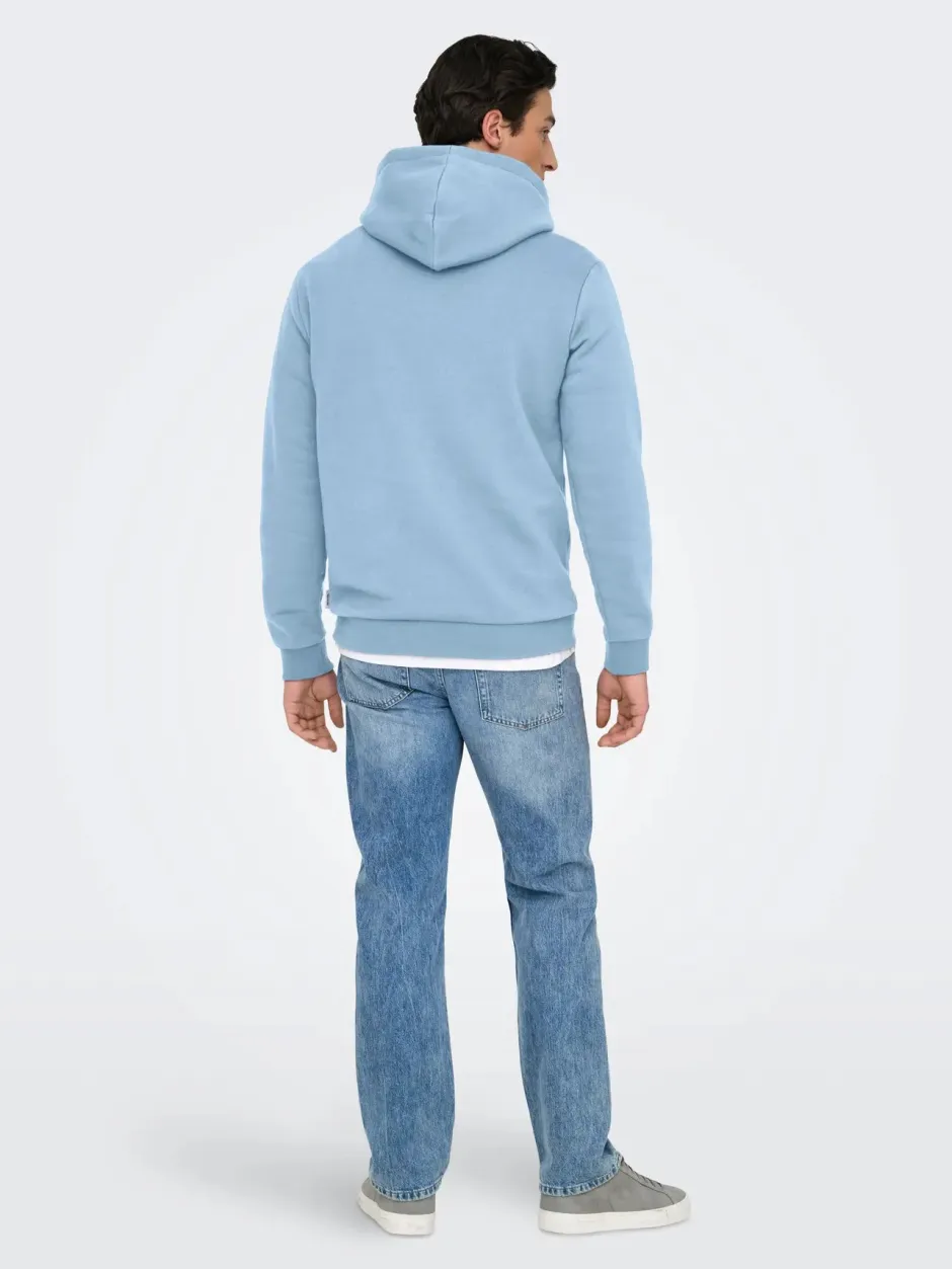 miesten huppari ONSCERES Hoodie Sweat, vaaleansininen>Only and Sons Clearance