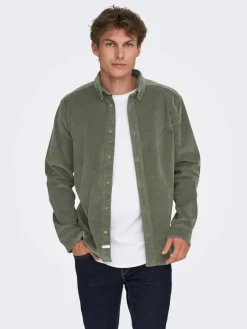 miesten kauluspaita, MICHAEL REG CORD SHIRT>Only and Sons New