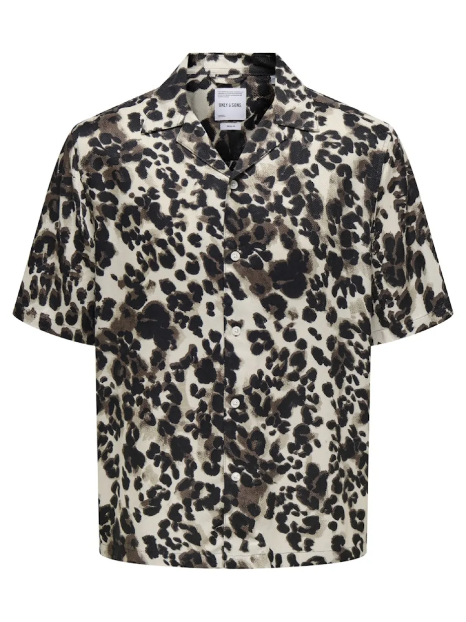 miesten kauluspaita, ROCKET REG SS RESORT AOP SHIRT>Only and Sons Sale