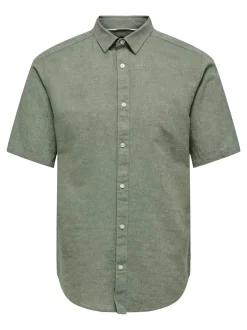 Miesten Kauluspaita ONSCAIDEN SS SOLID LINEN Armeijanvihreä><noscript><img width=