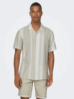 Miesten Kauluspaita, CAIDE STRIPE LINEN SHIRT NOS>Only and Sons Online