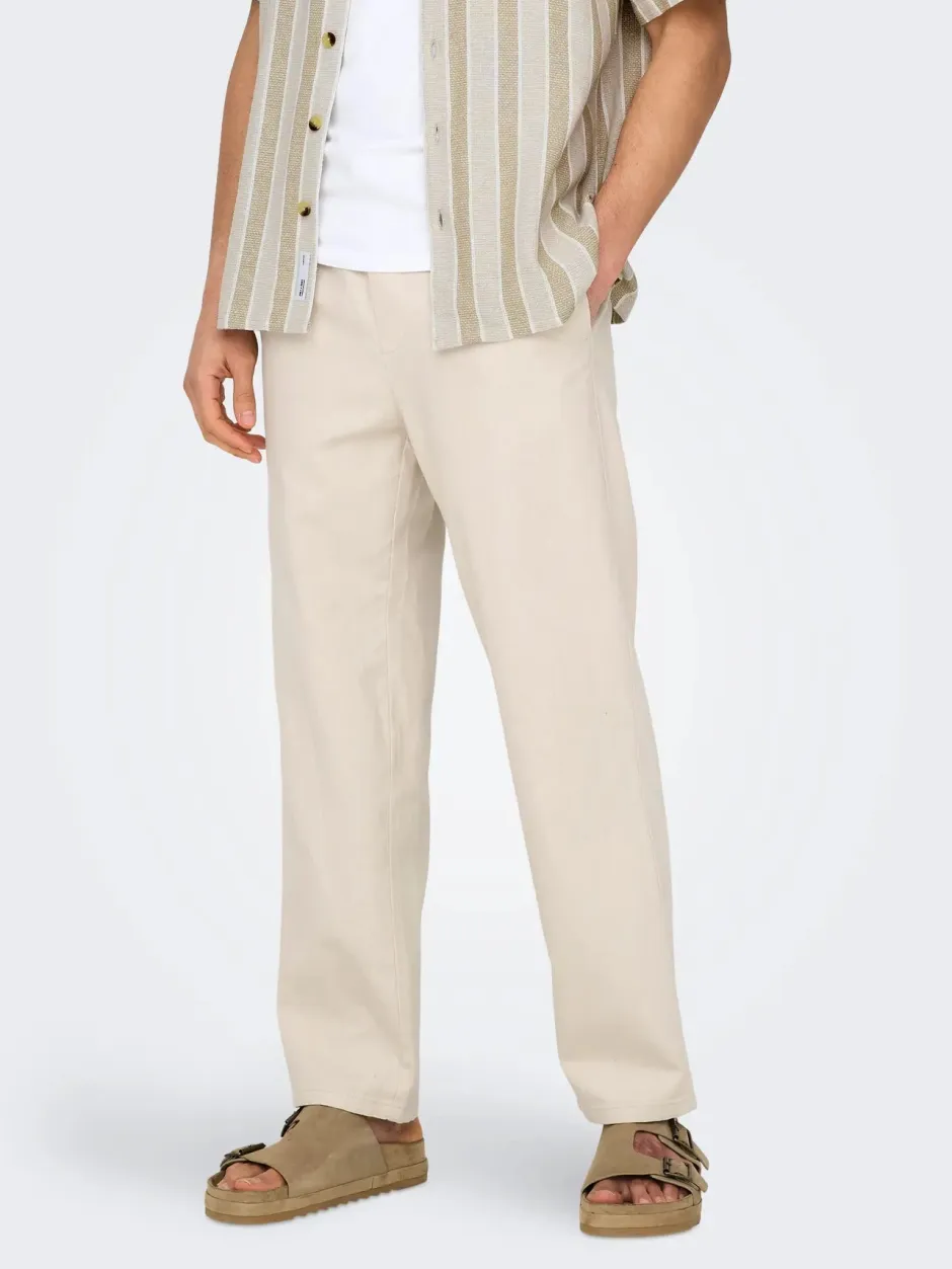 miesten kesähousut, SINUS LOOSE LIN PANT>Only and Sons Online