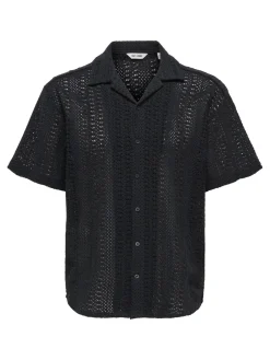 miesten lyhythihainen paita, DANI CROCHET SS SHIRT>Only and Sons Discount