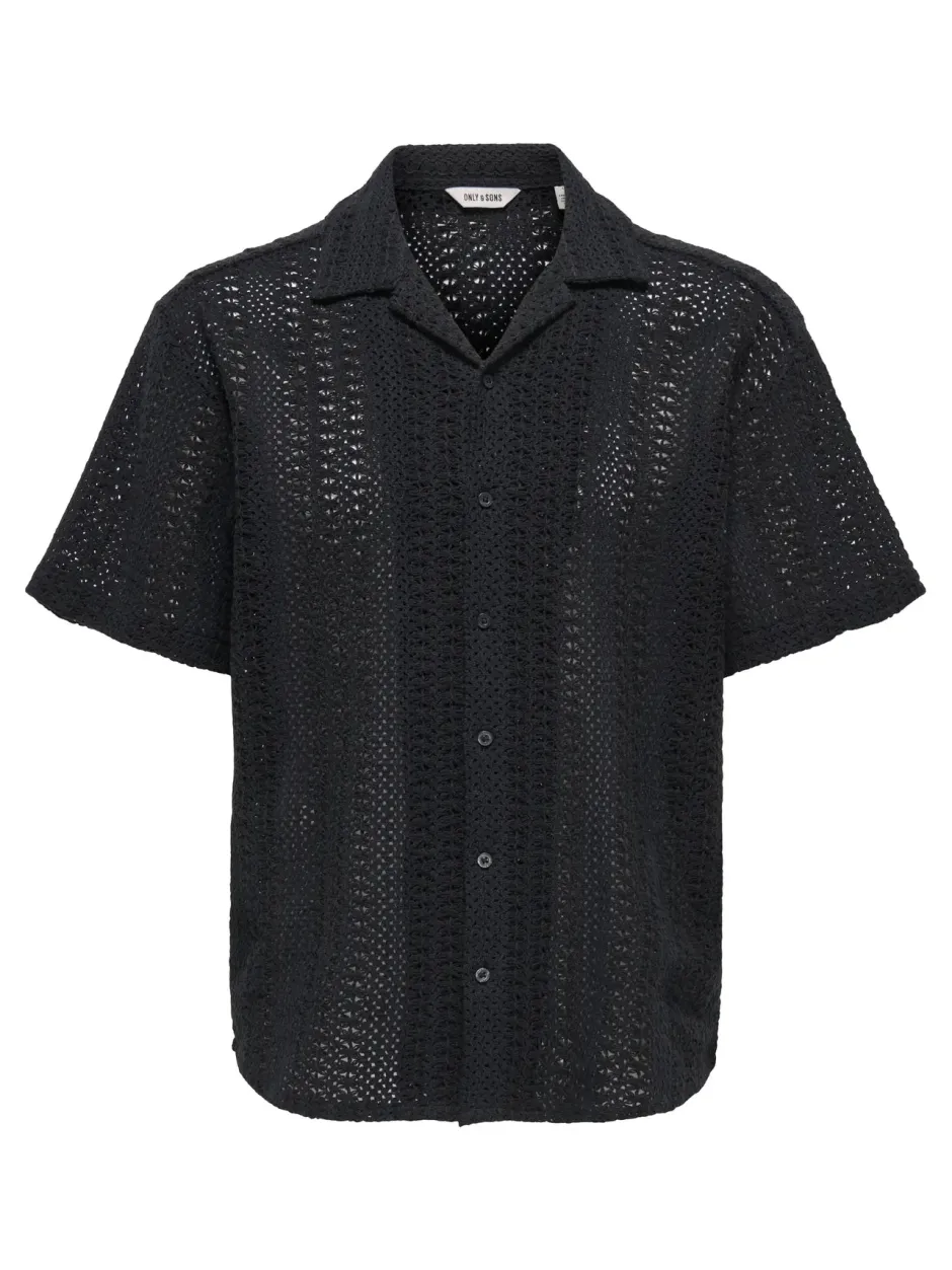 miesten lyhythihainen paita, DANI CROCHET SS SHIRT>Only and Sons Discount
