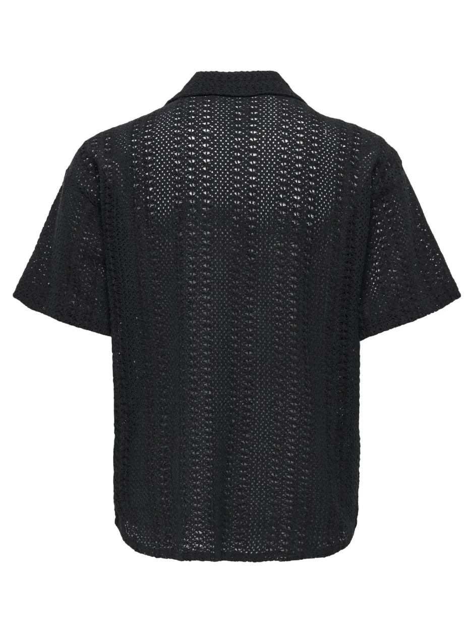 miesten lyhythihainen paita, DANI CROCHET SS SHIRT>Only and Sons Discount