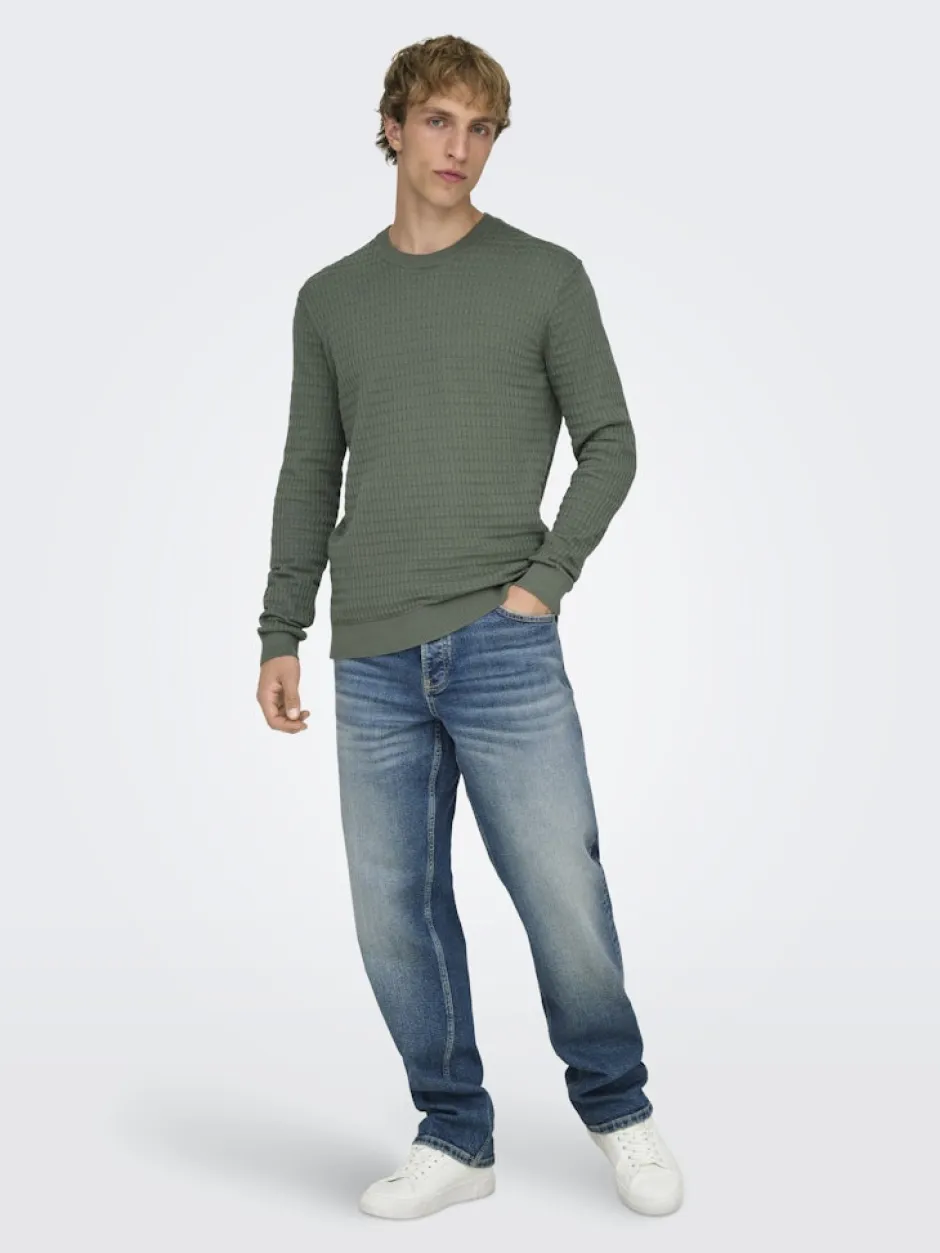 miesten neulepusero ONSBERRY REG 12 LS CREW KNIT FRML NOOS,>Only and Sons New