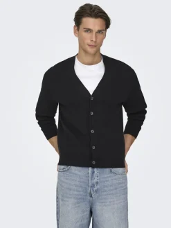 miesten neuletakki ONSTING LIFE REG LS CARDIGAN KNIT NOOS, musta>Only and Sons Discount