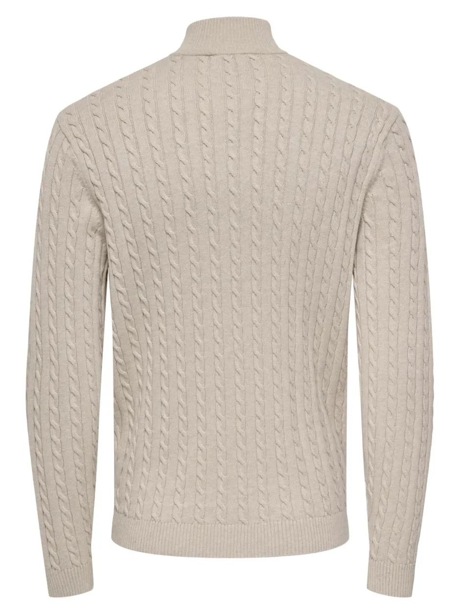 miesten neulepusero ONSLOUI CABEL HALF ZIP KNIT,>Only and Sons
