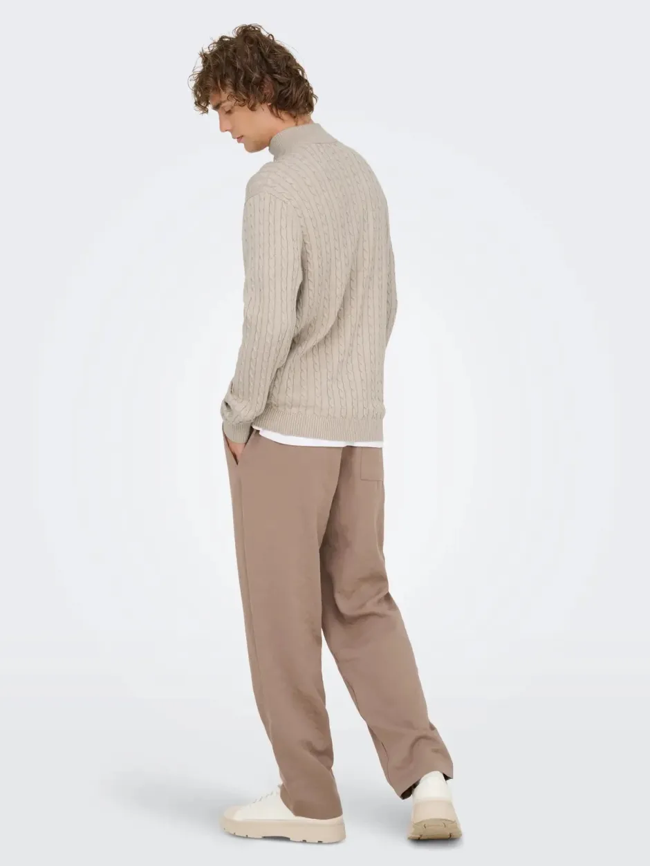 miesten neulepusero ONSLOUI CABEL HALF ZIP KNIT,>Only and Sons