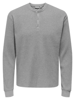 miesten paita, TOBIE REG HENLEY LONGSLEEVE>Only and Sons Online