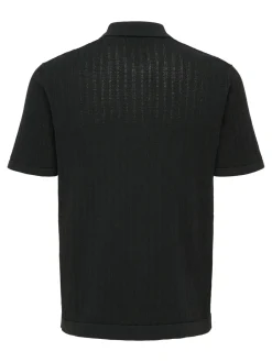 miesten paita ONSMOON REG 12 SS Polo Knit, musta>Only and Sons Sale