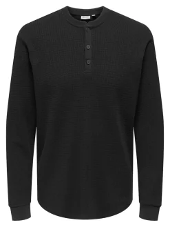 miesten paita, TOBIE REG HENLEY LONGSLEEVE>Only and Sons New