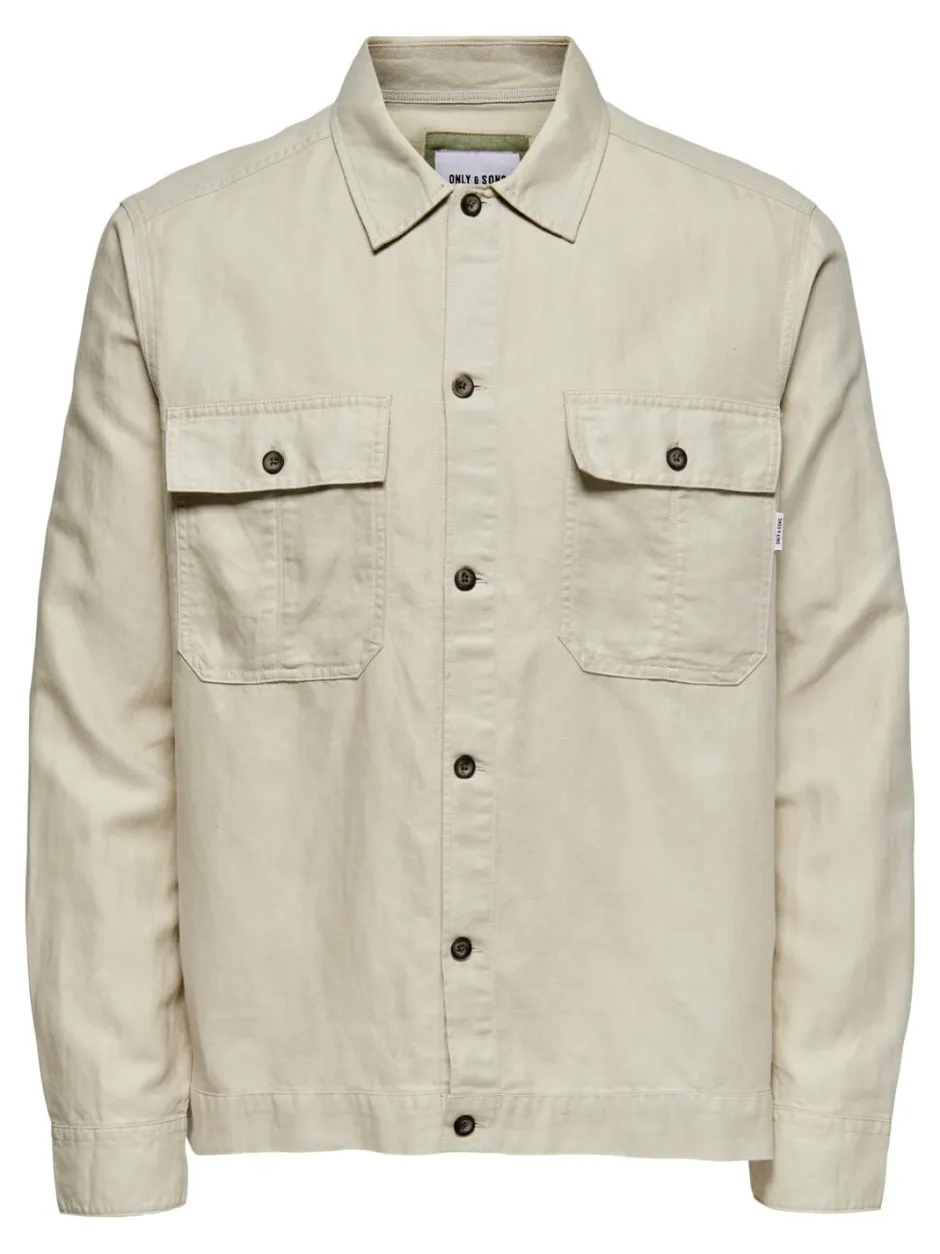 Miesten Pellava Paitatakki, Kenneth Overshirt>Only and Sons