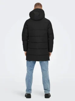 Miesten Talvitakki Carl Long Quilted Coat>Only and Sons Clearance