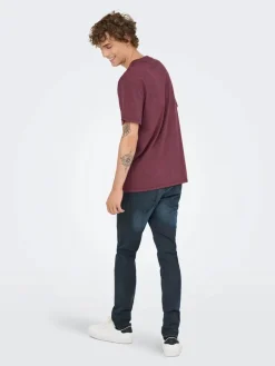 miesten t-paita ONSMAX LIFE SS STITCH TEE NOOS, Port Royale Melange>Only and Sons New