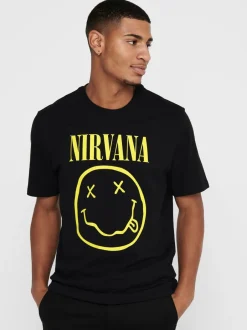 miesten t-paita, NIRVANA LIFE REG SS TEE>Only and Sons Outlet