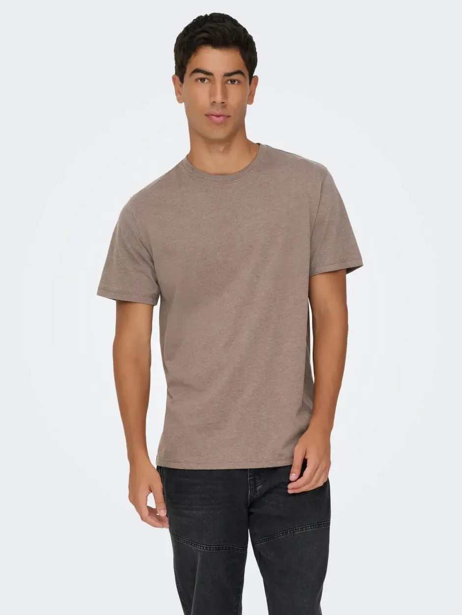 miesten t-paita ONSMAX LIFE SS STITCH TEE NOOS, Falcon melange>Only and Sons Clearance