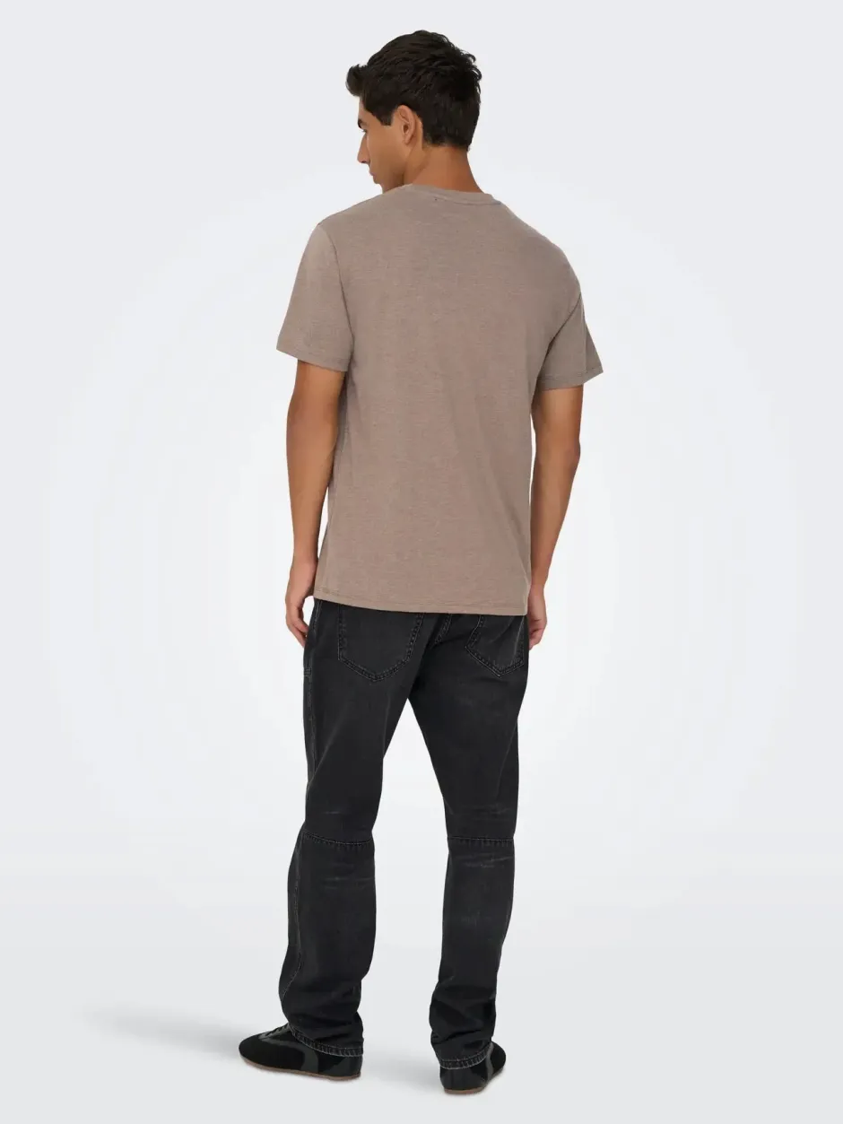 miesten t-paita ONSMAX LIFE SS STITCH TEE NOOS, Falcon melange>Only and Sons Clearance
