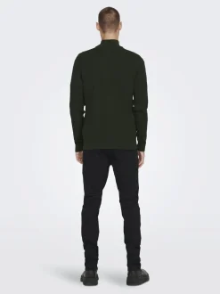 neule, PHIL COTTON HALF ZIP Armeijanvihreä>Only and Sons Sale