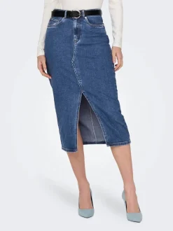 Naisten Farkkuhame, ONLSIRI FRONT SLIT SKIRT DNM GUA NOOS Indigo>Only Online