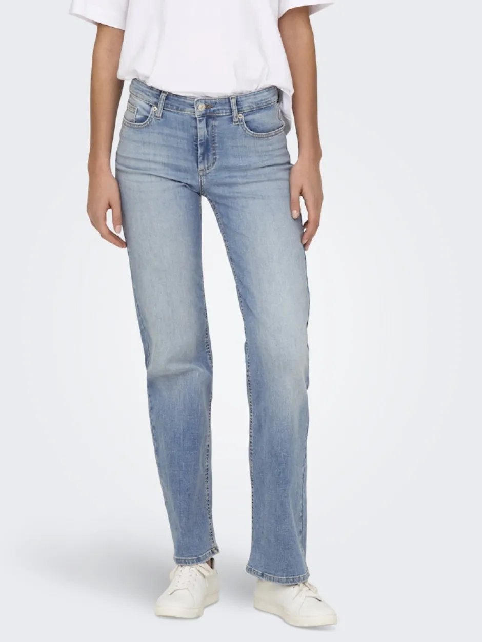 naisten farkut ONLBLUSH MID STRAIGHT DNM TAI467 NOOS, vaaleansininen>Only Clearance