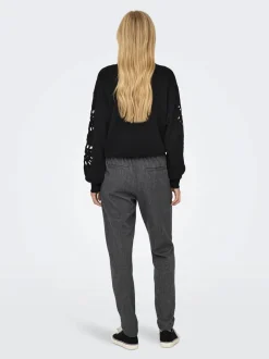 Naisten Housut, ONLPOPTRASH-ELISE EASY MELANGE PANT NOOS Harmaa Kuosi>Only Discount