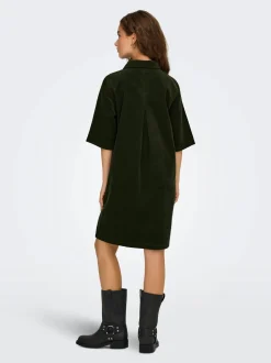 naisten mekko, ONLGRY-NESSA S/S CORD DRESS Armeijanvihreä>Only Clearance